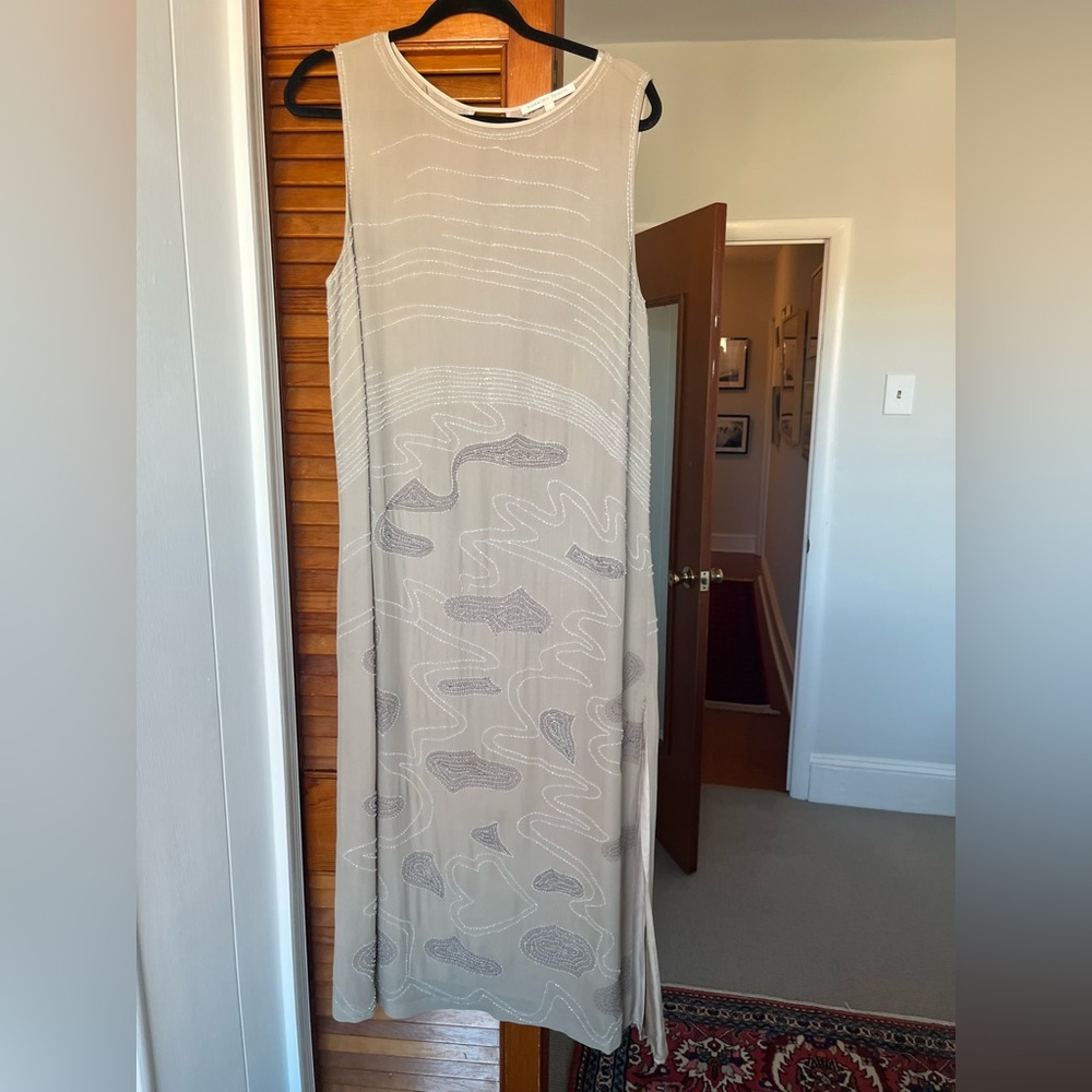 Vintage Burning Torch Taupe Dress with Beading